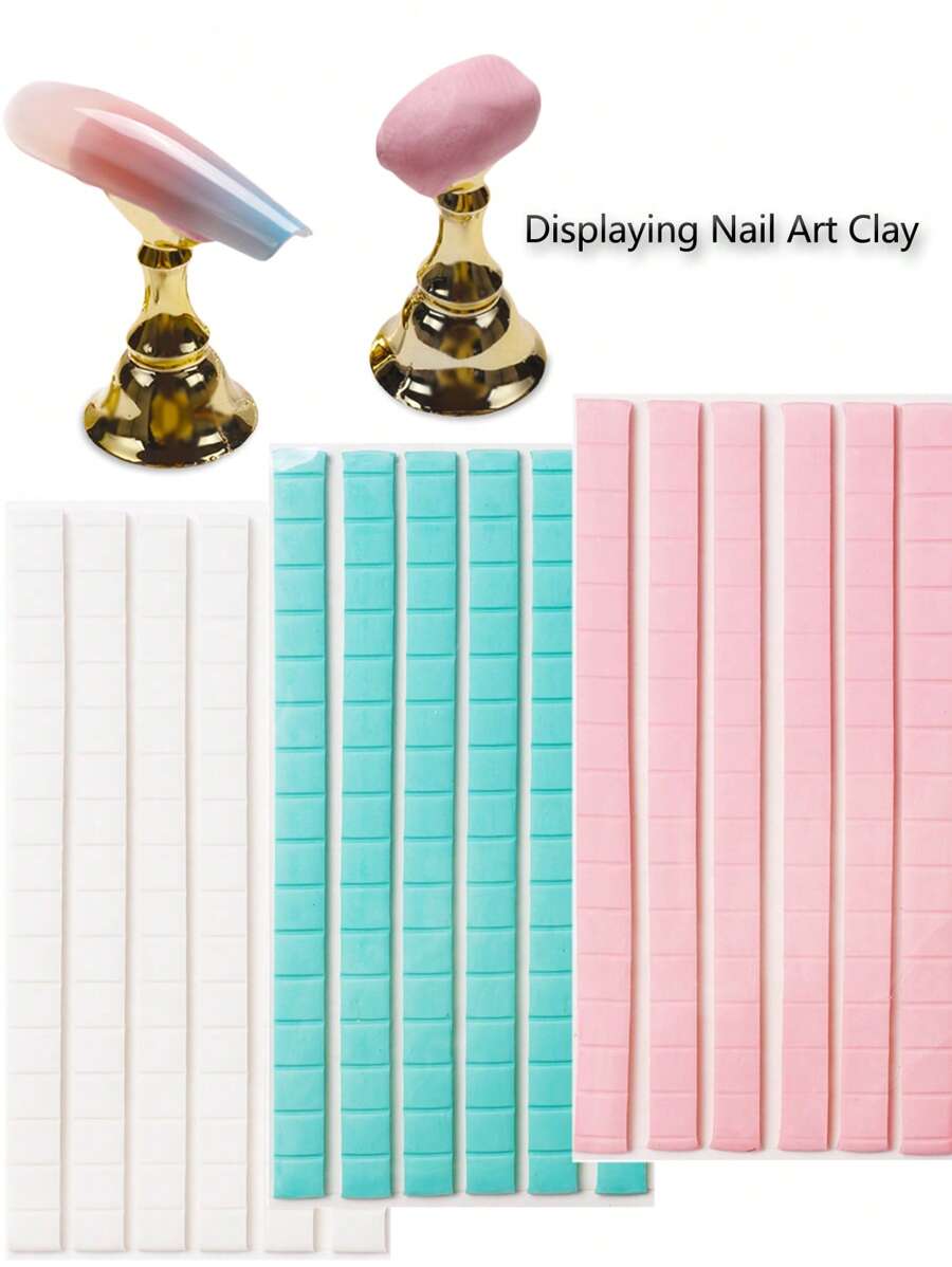 Multi Purpose Nail Art Clay For False Nail Tips Displaying Pink Green White Adhesive Adhesive Glue Mud Nail Practice Tools
