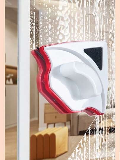 双面磁性擦窗器，适用于单层玻璃三角形设计，适用于3-8mm普通单层玻璃，强磁力，无需电源，刮水器级海绵，防夹功能，ABS材质