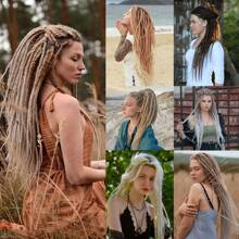 Extensiones de rastas de 24 pulgadas con 10 hebras, rectas, delgadas de 0,6 cm, sintéticas hechas a mano, pelo reggae peinado para , suaves, para estilo hip-hop