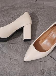 Fall/Winter 2025 Women's Ivory Versatile Pointed Toe Chunky Heel Pumps,Elegant,Elegant