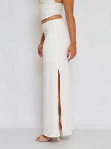 Eloá Long Skirt With Gathered Side Slit - 白色 - 查看 2