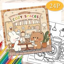 1 pieza Libro para colorear antiestrés para adultos, Tema: Patrones de espacio confortable, Nuevo lanzamiento 2025, Tamaño: 7,9*7,9 pulgadas, 24 páginas, Impresión de un solo lado, Regalo ideal para el Día de San Valentín, cumpleaños, Pascua y otras fiestas, Útil para relajarse, Día de la Madre, Regalo para mamá, Vuelta al cole, Útiles escolares