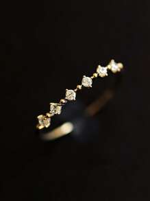 1 pieza Anillo de mujer de plata de ley 925 de lujo, incrustado con circonita cúbica brillante, perfecto para compromiso, boda, fiesta y regalo durante todo el año