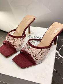 New Square Toe High Heel Sandals With Ankle Strap