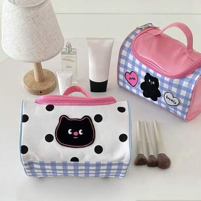 1 件大容量化妆包多功能化妆品收纳包手提包沐浴淋浴钱包袋便携式化妆品刷收纳包带拉链封口适用于口红、刷子、护肤品、护手霜、耳机、家居小物品