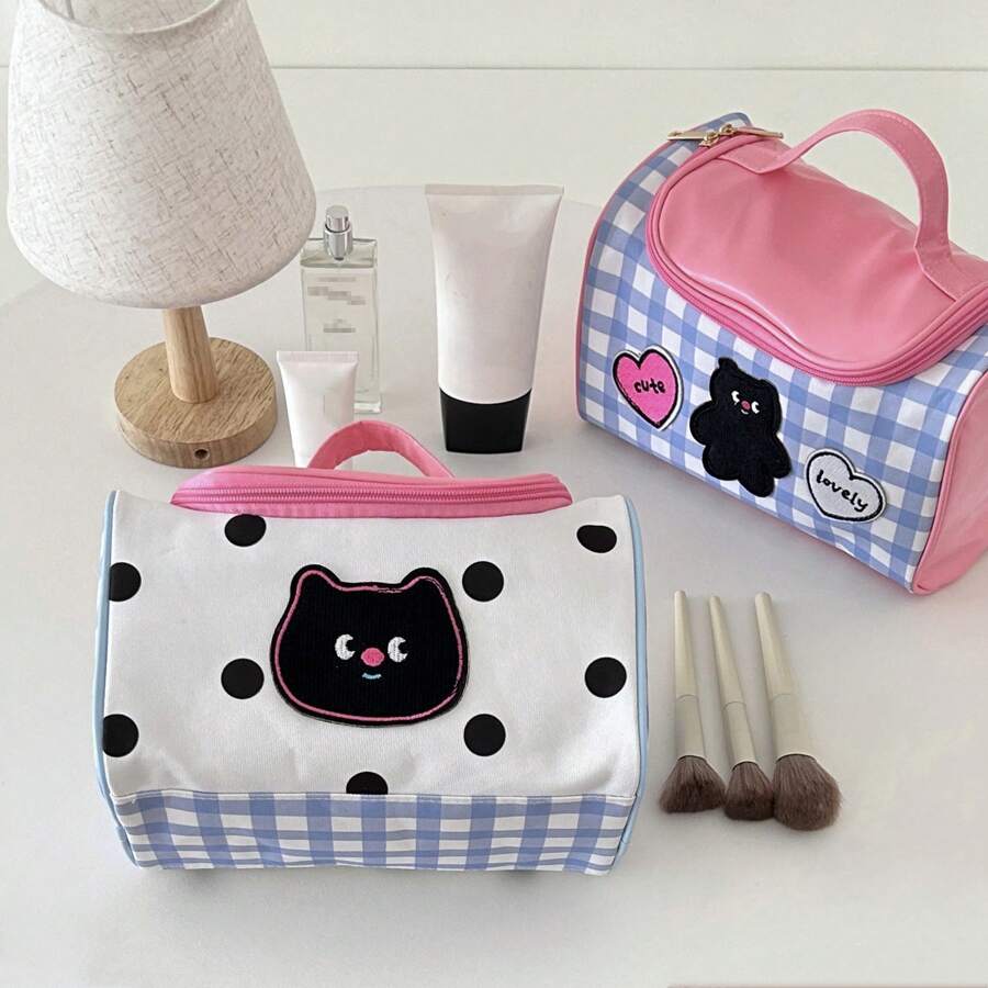 1 件大容量化妆包多功能化妆品收纳包手提包沐浴淋浴钱包袋便携式化妆品刷收纳包带拉链封口适用于口红、刷子、护肤品、护手霜、耳机、家居小物品