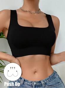 Comfy Bra Women Sexy Criss Cross Back Push Up Bras Soft Cups Wireless Bralette U Neck Removable Padding Seamless Not Transparent Backless Lingerie Traceless Underwear Crop Tops Intimates Tank Top Training Brassiere Breathable Fabric Wide Straps Suitable For Party Wedding Or Dress For Fitness Yoga Running And Sports Venues