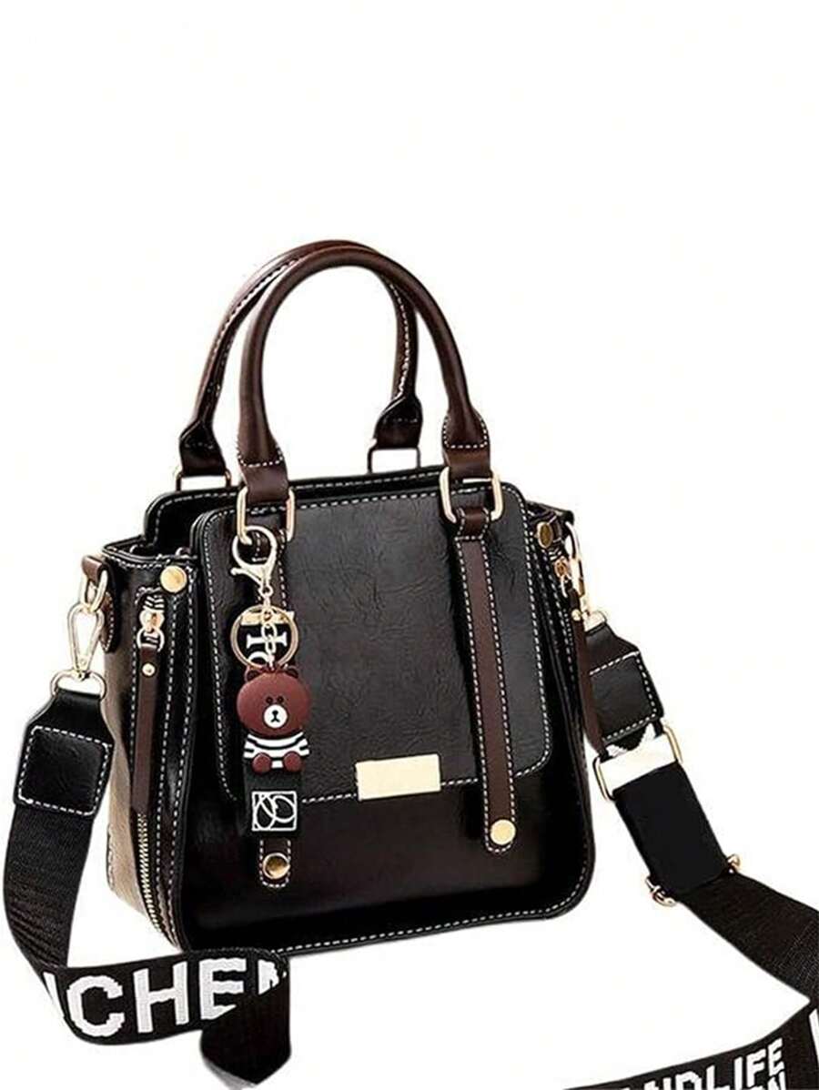 Bolso bandolera para mujer, bolso bandolera, bolso bandolera de PU, adecuado para mujer, bolso cruzado de color sólido, bolso pequeño con cremallera, billetera para teléfono móvil, bolso mensajero (color: negro, burdeos, verde, granate, caramelo) - Negro - Ver 1