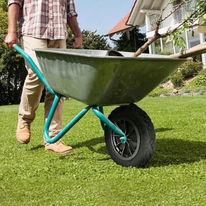 14" Wheelbarrow Wheel 3.5-8 PU Puncture Proof Solid Wheel Heavy Duty Replacement Tire For Garden Trolley Barrow Go Cart Trailer Truck (Black)