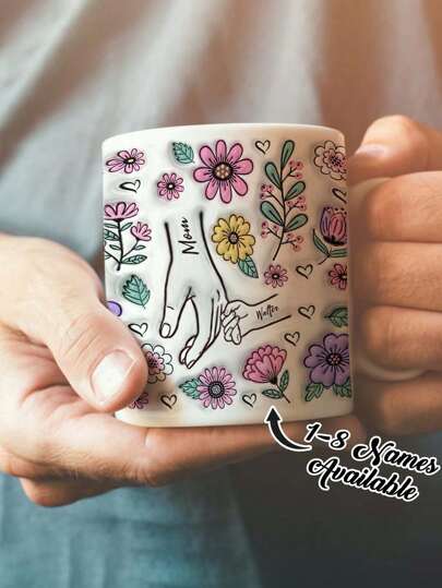 1 pieza Taza personalizada con nombre para el Día de la Madre, Taza de café con nombre personalizado, Taza de flores personalizada, Taza de aniversario con texto personalizado, Regalo único para el Día de la Mujer, Regalos de inauguración de la casa, Regalo de San Valentín, Regalo para ella, Reutilizable, Multifuncional, Ornamental, Elegante, Exquisito, de Alta Calidad, Personalizado, Único, Regalos ideales para él, Regalos ideales para ella, Ella, Novio, Novia, Papá, Mamá, Familia, Amigos, Hijo, Hija, Estudiantes, Trabajadores, Niños, Oficina, Sala de té, Escuela, Hogar, Lista para el brunch, Hogar y vida, Ambiente navideño en el hogar, Recuerdos