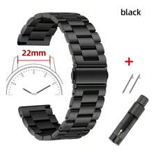 1pc Unisex Solid Stainless Steel Three Bead Dual Button Folding Buckle Watch Band, Compatible With Samsung Galaxy Watch 6/5/4, Watch, Watch, 22mm 20mm 18mm 16mm, Comes With Band Adjustment Tool - MZ/PKSZ - View 6