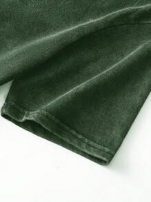 Hemo, Camiseta de manga corta con cuello redondo para hombre, estampado vintage lavado con letras divertidas y personajes de dibujos animados - Negro - Ver 4