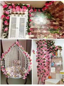Una vid artificial de cerezo de 2,3 metros de largo, como un heraldo de la primavera, desciende en silencio. Los pétalos rosas y blancos están entretejidos, y la postura ondulante es elegante. Ya sea colgada en la pared del patio o utilizada para decorar las esquinas de la habitación, puede crear un romántico y soñador ambiente de flores que nunca se marchitan.