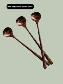 1 件 10.8 英寸超长天然亚洲楠木木勺（2/3/5 件套）- 食品安全且可用洗碗机清洗的厨房用具，用于搅拌咖啡、烘焙、汤和甜点，防刮烹饪工具