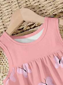 Cartoon Animal Print Cami Dress For Girls, Comfy Breathable Holiday Beach Tent Dress