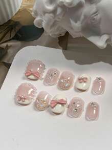 1 Bộ Miếng Dán Móng Tay Hình Bướm Màu Hồng Đá, Thiết Kế Aurora Thủ Công, Thích Hợp Cho Sinh Hoạt Hàng Ngày, Tiệc Tù Và Các Dịp Khác. Móng Dán Thủ Công. - Nhiều màu - Xem 14