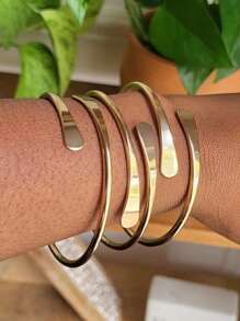 5/10pcs Luxury Retro Boho Adjustable Stackable Bracelets, Golden Cuff Bracelets For Women Men Daily Party Holiday Chunky Jewelry Gift
