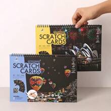 10 قطع/طقم بطاقات خدش فنية للمناظر الحضرية ، لوحات فنية للخدش للبالغين بألوان زاهية ، هدايا لحفلات، العودة إلى المدرسة ، لوازم المدرسة