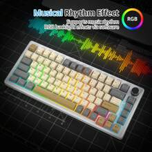 75% Mechanical Keyboard Gasket With Knob, Creamy Sounding Wired Gaming Keyboard TKL 75 Percent Hot Swappable RGB Backlit Programmable For Win - Shimmer - 查看 5