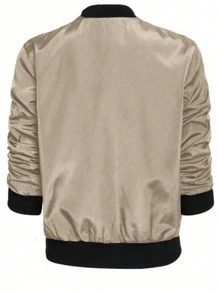 Women's Fashion Baseball Collar Zip-Up Lightweight Jacket, Spring & Summer - Apricot - View 4