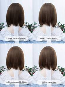1 片合成耐热直发短发多色假发，带刘海，长度 14，纤维时尚假发，自然逼真假发。 - 彩色 - 查看 7