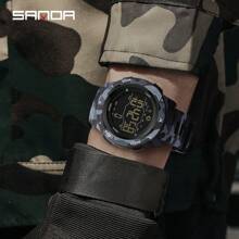 SANDA. SANDA Men Smart Electronic Watches Pedometer Calories 50M Waterproof Fitness Timer Alarm Clock Date LED Digital Watch Military Outdoor Sports Swimming Multifunction Wristwatch