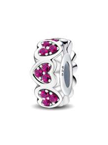 1pc Fashion Heart Rhinestone Spacer Pendant Bead, Suitable For Women Bracelet, Bangle DIY Jewelry Making And Daily Wear Jewelry Decoration, Suitable For Girls - Love Scattered Diamonds - View 2