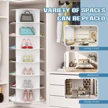 7-Tier Spinning Shoe Rack, 360° Rotating Shoe Organizer Tower, Vertical Carousel Storage For Shoes And Handbags - White - View 3