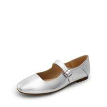 Women's Flats Square Toe Mary Jane Flats Comfortable Casual Slip On Dress Shoes Ballet Flats With Buckle Strap Business Casual Work Office Mary Jane Shoes - Silver - View 5