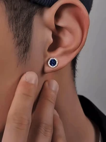 1 Pair Copper Cluster Shape Stud Earrings, Punk Style Shiny Earring Accessories For Men, Suitable For Daily, Vacation, Party Occasions, Birthday & Festival Gifts