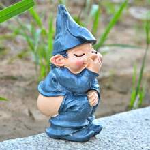 1 pièce Figurine décorative d'un nain mignon aux fesses nues, l'air timide et se couvrant la bouche tout en souriant. Convient pour la décoration de la chambre, de la voiture, des toilettes, les décorations d'anniversaire intéressantes, la décoration de la chambre et de la salle de bain, du salon, de la cour, du bureau, de l'étagère, du cabinet d'affichage. Meilleurs cadeaux pour les amis et décorations extérieures.