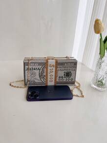 New Personalized Creative Dollar Rhinestone Handbag Evening Bag Rhinestone Small Bag Female Cross-Body Chain Bag Party Bag Super Hot Ins Stylish Small Handbag Shoulder Bag Lipstick