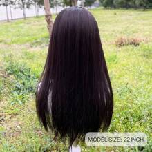 22 Inch High Level Long Straight Hair Synthetic Heat-Resistant Fiber Wig With Bangs For Women's Daily Party Christmas Wear