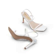 Women's Slingback Heels High Stilettos Open Square Toe Ankle Strap Pumps Sexy Comfort Strappy Dress Shoes Wedding Bridal Heeled Sandals - White - View 6