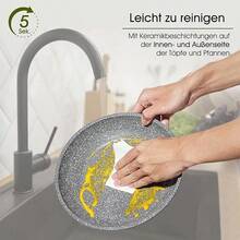 16-teilige Topfset Induktion mit abnehmbarem Griff und keramische Antihaftbeschichtung, stapelbar Kochtopf Set mit Glasdeckel, Bratpfanne, Kasserolle, Schmorpfanne - 7-teilig - Übersicht 6