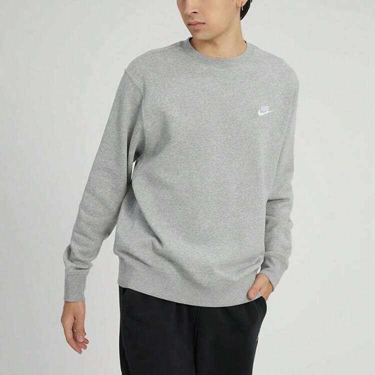 Nike Men's Sweatshirt, 2026 Spring New Casual Sports Minimalist Basic Fleece Warm Pullover Crew Neck Top BV2663-063 - Light Grey - View 1