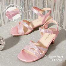 Girls Sandals Low Heel Ankle Strap Open Toe Sandals Wedding Party Bridesmaid For Little Kid/Big Kid - Rose Gold - View 8