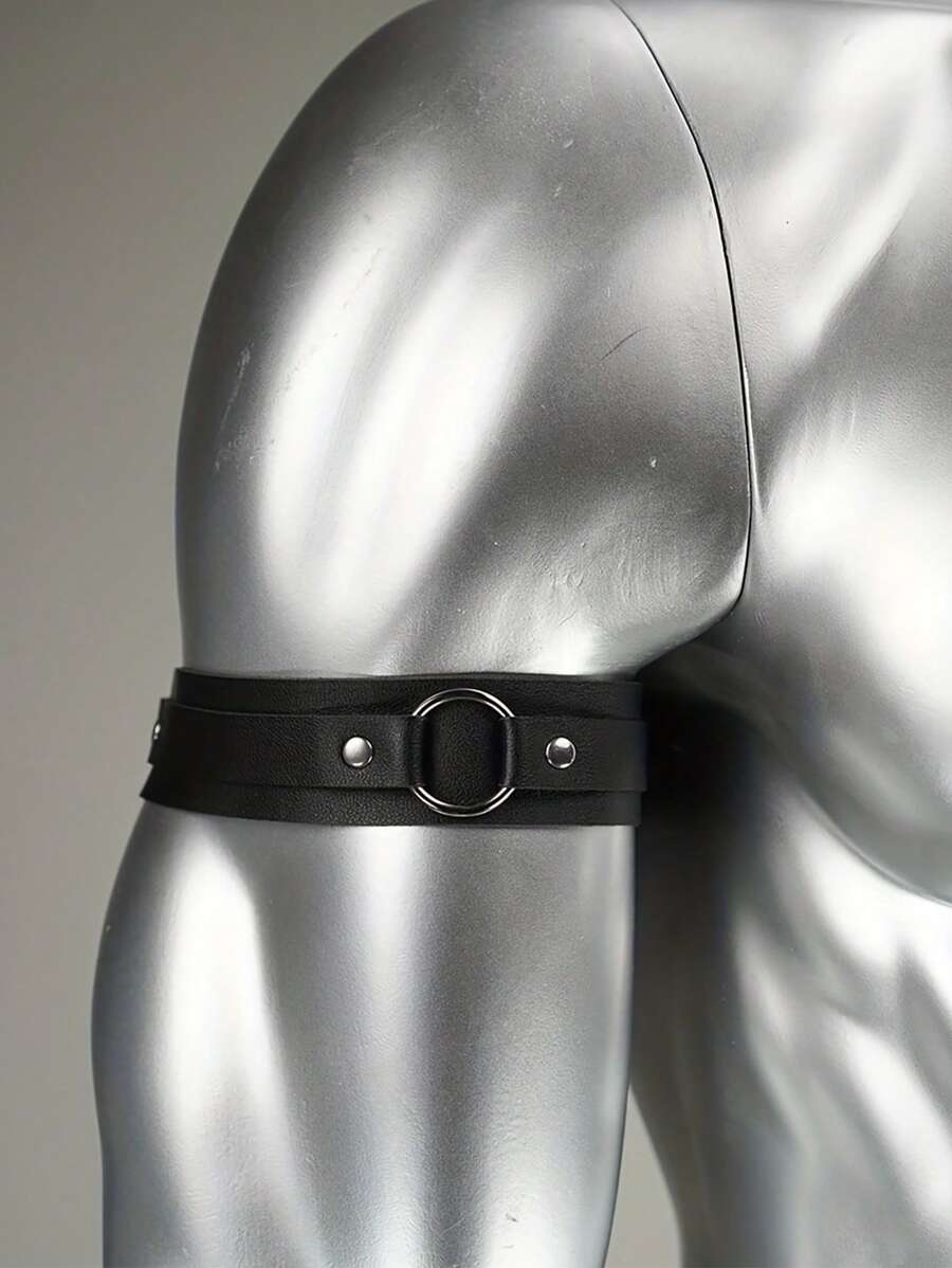 1 件男士性感 PU 皮革臂章带金属环，朋克风格臂章，服装配饰，适合外出装婚礼派对和万圣节礼物配饰，万圣节服装秋冬配饰万圣节服装，适合青少年、青年、男士、休闲、户外、运动、度假、毕业礼物、生日、日常穿着，适合外出装婚礼派对和万圣节礼物