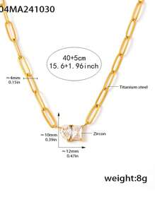 1 pieza Collar con colgante de clip de papel enchapado en oro de 18K con circonita cúbica, regalo perfecto para mujeres de moda