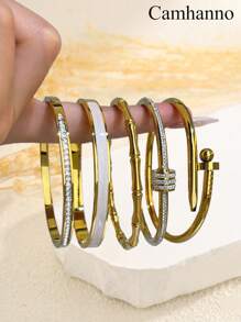 Camhanno 1 Piece Of Stainless Steel Bracelet For Elegant Fashion Party, A Holiday Gift For Both Men And Women