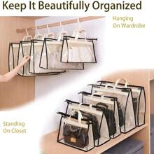 PVC Cabinet Storage Bag For Women Handbags, Shoulder Bags, Wallets - Dust-Proof Transparent Zipper Storage Bag With Handle, Suitable For Various Room Types, Bedroom Closet, Etc - Multi-Functional Shelf Installation System - Multicolor - View 4