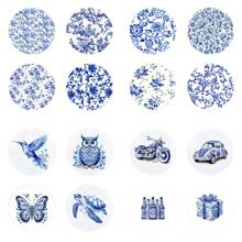 4pcs Blue And White Porcelain Flower, Animal, Car Printed Wooden Cup Coasters, Heat Insulation Coasters For Tea Cup, Coffee And Beverage Cup, Ideal Home And Restaurant Decor, Collectible Wooden Coasters - Multicolor - View 3