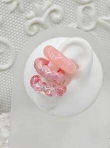 Set de 8 pares de aretes de clip en C de cuentas acrílicas de estilo simple y vibrante con tema de dopamina, regalo para mujeres para usar a diario o en fiestas