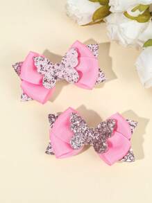 2pcs Women Hair Bow Clips With Sparkly Glitter Butterfly,Boutique Fashion Women Hair Accessories For Daily Wear Claw Clips Hair Claws Hair Barrettes - Multicolor - View 4