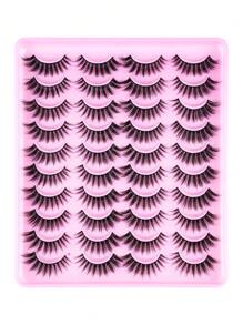 20 Pairs Natural Looking Fluffy False Eyelashes, Faux Mink Eyelashes, Cat Eye Lashes, Soft & Reusable Eyelash Strips