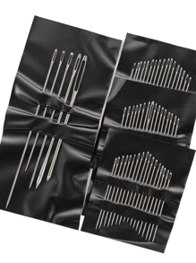 55pcs Stainless Steel Needle, Embroidery Needles For Hand Sewing, Easy Side Threading, Stitching Tools