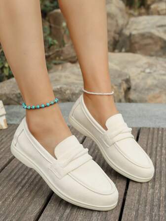 女士圆头一脚蹬绒面革乐福鞋，时尚百搭，休闲日常通勤，2025 年春夏新品，加大码，舒适平底橡胶底莫卡辛鞋