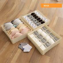 Foldable Fabric Grid Storage Box, Underwear Organizer Container For Socks, Bras, Panties, Closet Drawer Divider