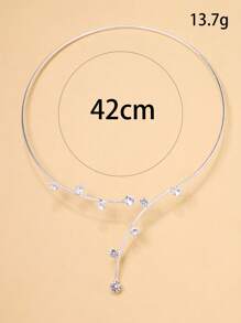 1pc New Metal Collar Necklace, Minimalist Design, Rhinestone Water Drop Pendant, Unique Accessory - Geometry - View 5