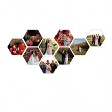 4 件定制照片印刷六边形和方形木板，4 件现代六边形定制照片印刷墙贴装饰，防水拼贴画框，横向，无需用电，易于剥离和粘贴家庭和朋友墙壁艺术装饰，多功能，防霉，装饰性，色彩鲜艳，现代，定制，个性化，独特，适合送给她、爸爸、妈妈、家人、朋友、茶室、家庭、花园、办公室、周年纪念日、情人节、父亲节、乔迁之喜、定制标志和牌匾 - 彩色 - 查看 7